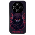 Coque noire taperso pour POCO C75 avec motif chat samourai personnalise protection antichoc personnalisée