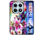 Coque noire taperso pour Redmi Note 15 et PRO PLUS 4G 5G avec motif fleur fluo protection antichoc personnalisée