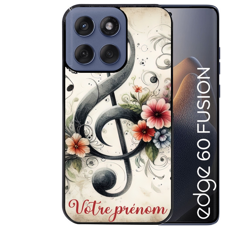 Coque noire taperso pour Moto Edge 60 et Neo Fusion Pro avec motif musique cle sol personnalisee protection antichoc personnalisée