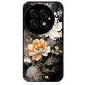 Coque noire taperso pour OnePlus 13 avec motif fleur blanche protection antichoc personnalisée