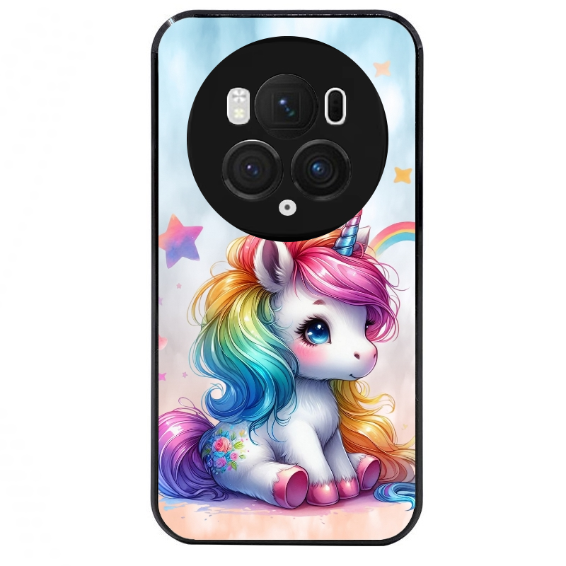 Coque noire taperso pour Magic 5 6 LITE et PRO avec motif licorne et etoiles protection antichoc personnalisée