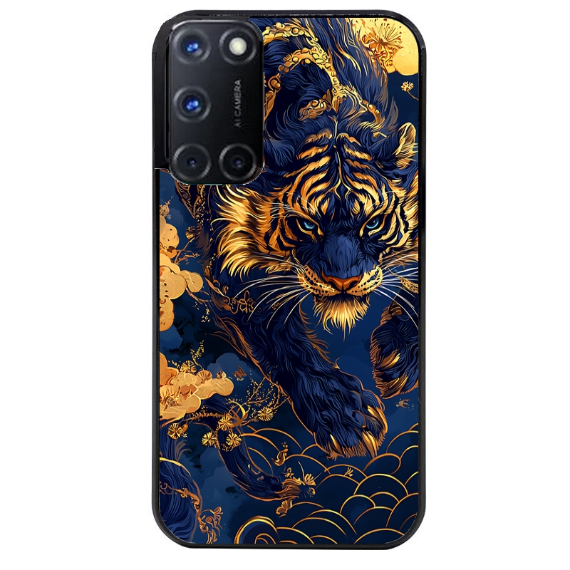 Coque noire taperso pour OPPO Reno 8 LITE avec motif tigre et fleur protection antichoc personnalisée