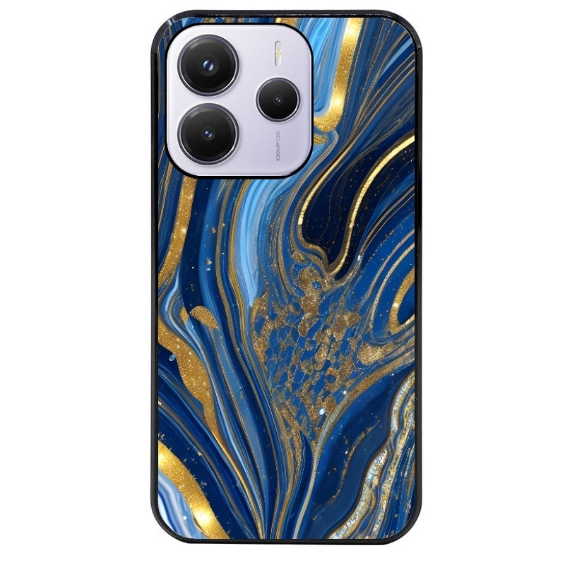 Coque noire taperso pour Redmi Note 14 et PRO PLUS 4G 5G avec motif marbre bleu agathe protection antichoc personnalisée