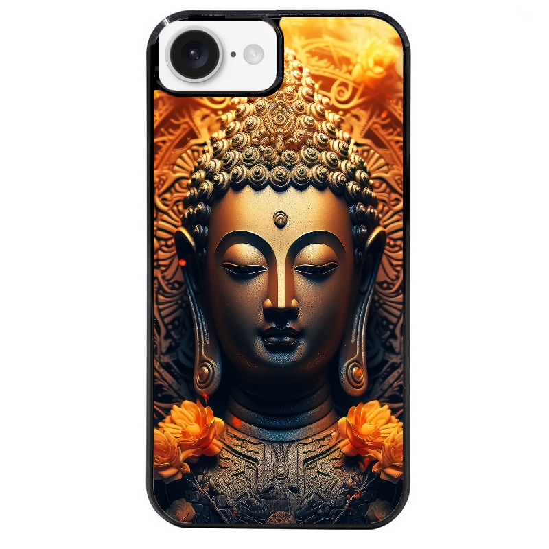 Coque noire taperso pour Iphone 17 17E AIR MAX PRO avec motif bouddha et fleur protection antichoc personnalisée