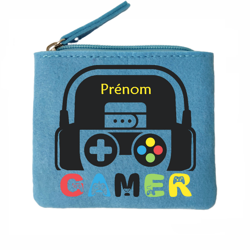 Porte monnaie personnalisé gamer casquette en feutrine en feutrine