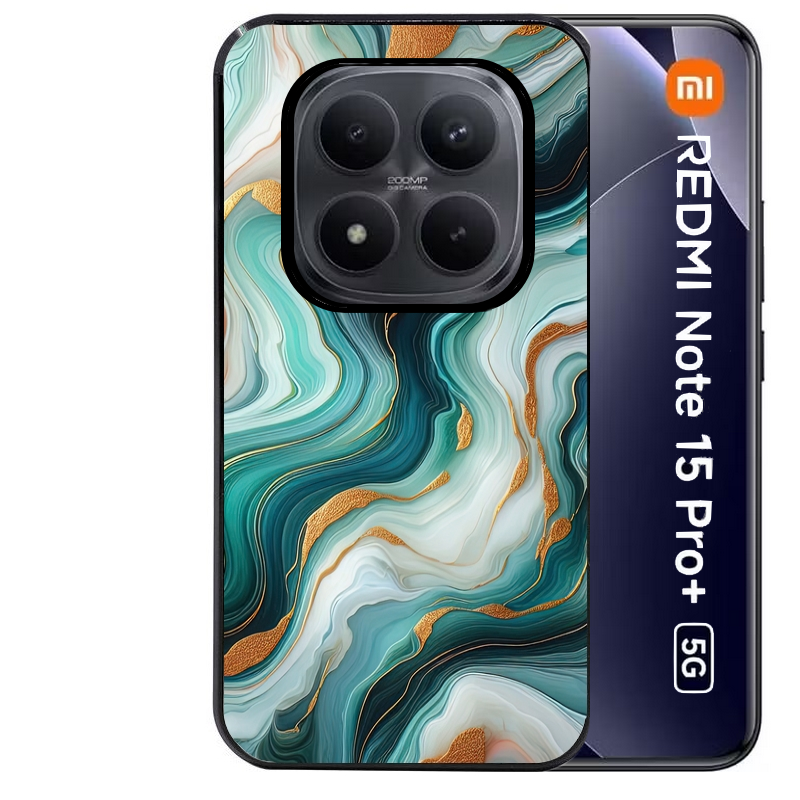 Coque noire taperso pour Redmi Note 15 et PRO PLUS 4G 5G avec motif marbre vert protection antichoc personnalisée