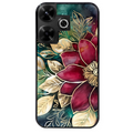 Coque noire taperso pour POCO M6 4G avec motif fleur poinsettia style noel protection antichoc personnalisée