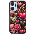 Coque noire taperso pour Honor X7A avec motif coeur et leopard protection antichoc personnalisée