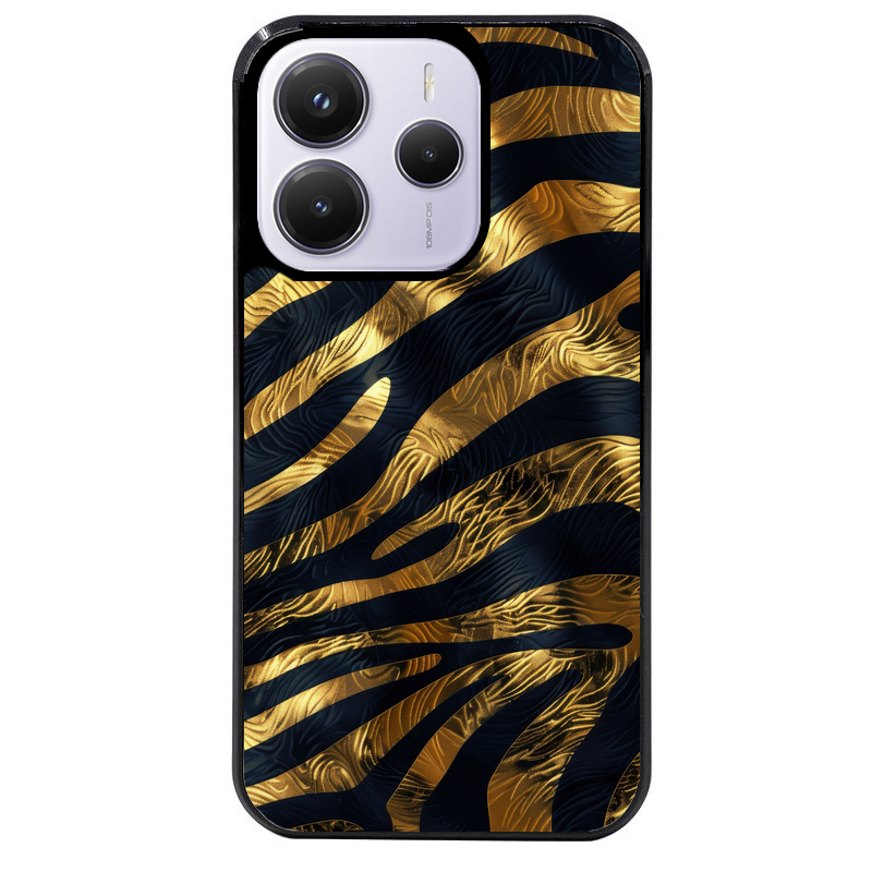Coque noire taperso pour Redmi Note 14 et PRO PLUS 4G 5G avec motif zebre gold protection antichoc personnalisée