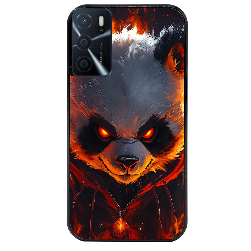 Coque noire taperso pour OPPO A16 et A16S avec motif panda very angry protection antichoc personnalisée