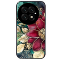 Coque noire taperso pour OnePlus 13 avec motif fleur poinsettia style noel protection antichoc personnalisée