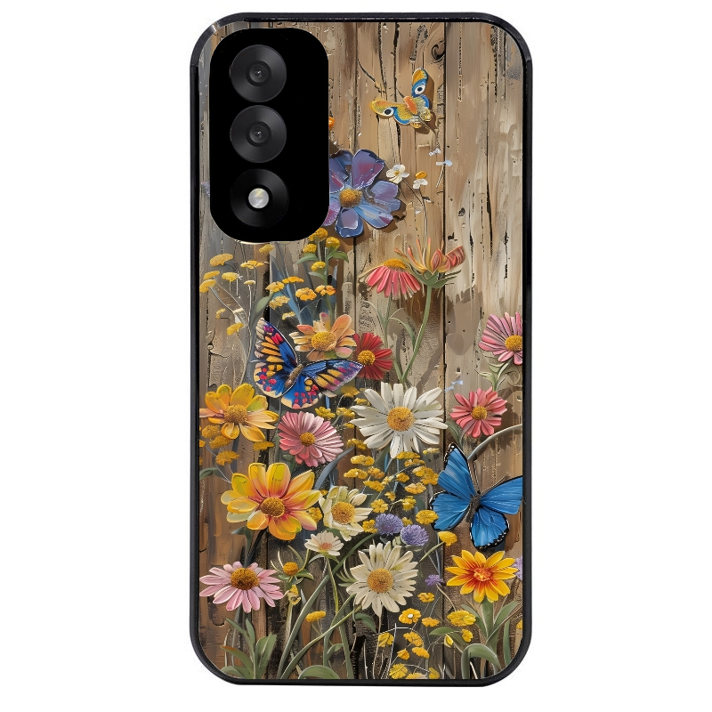 Coque noire taperso pour OnePlus Nord 5 avec motif bois et papillon 1 protection antichoc personnalisée