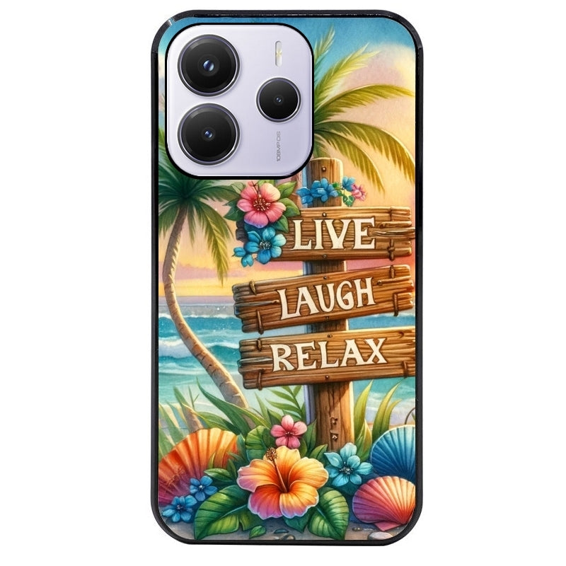 Coque noire taperso pour Redmi Note 14 et PRO PLUS 4G 5G avec motif tropical vacances protection antichoc personnalisée