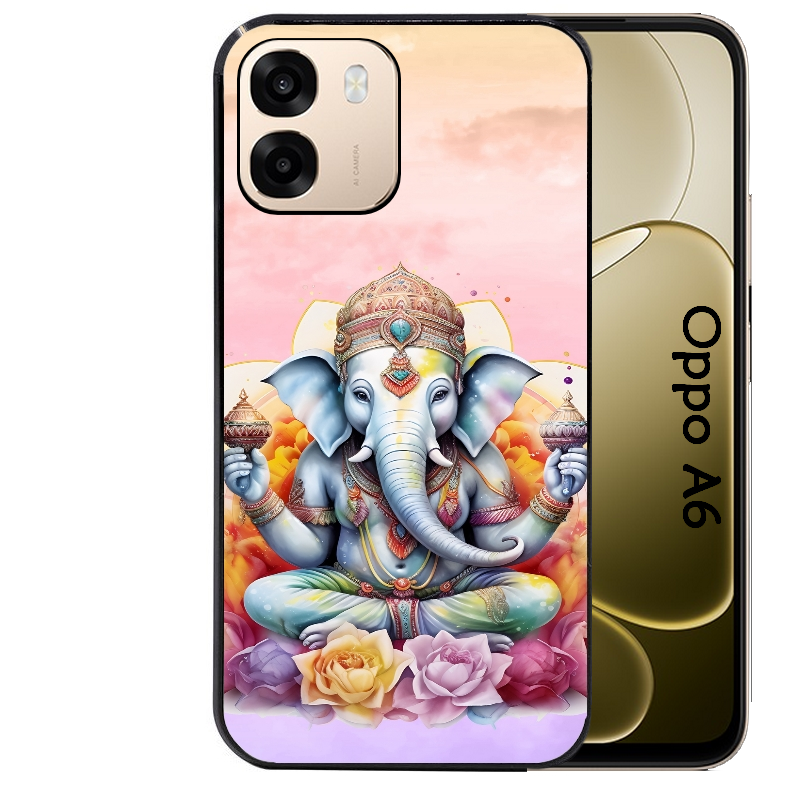 Coque noire taperso pour OPPO A6 A6X 4G et 5G avec motif elephant namaste protection antichoc personnalisée
