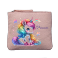 Porte monnaie personnalisé motif licorne etoile rose clair en feutrine en feutrine