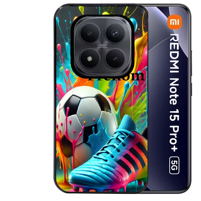 Coque noire taperso pour Redmi Note 15 et PRO PLUS 4G 5G avec motif foot color personnalisee protection antichoc personnalisée