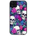 Coque noire taperso pour galaxy A22 A32 A52 A52S 4G 5G  avec motif tete de mort violet protection antichoc personnalisée