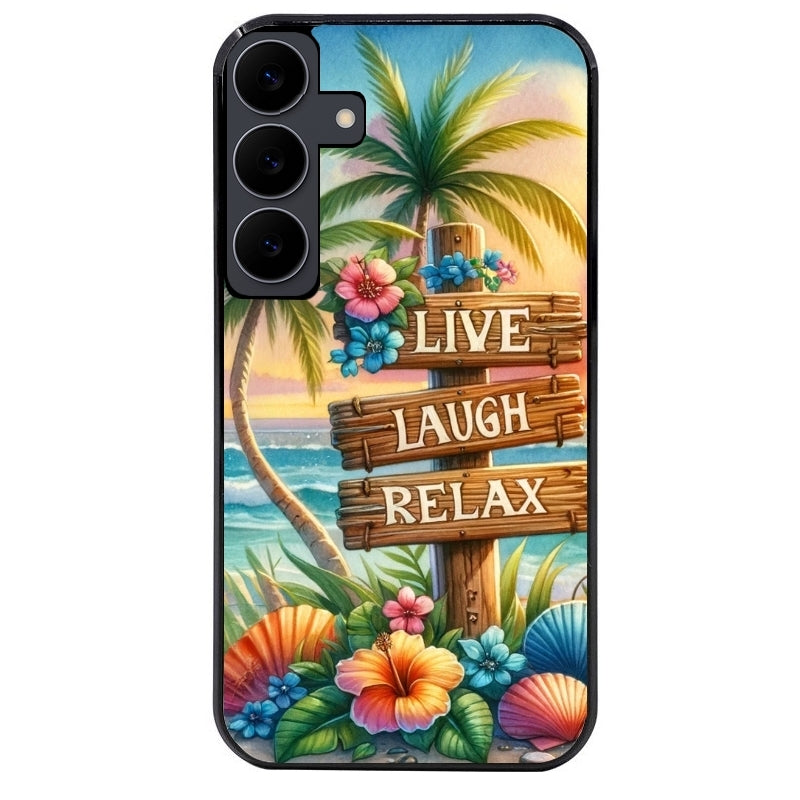 Coque noire taperso pour galaxy A06 A16 A26 A36 A56 avec motif tropical vacances protection antichoc personnalisée