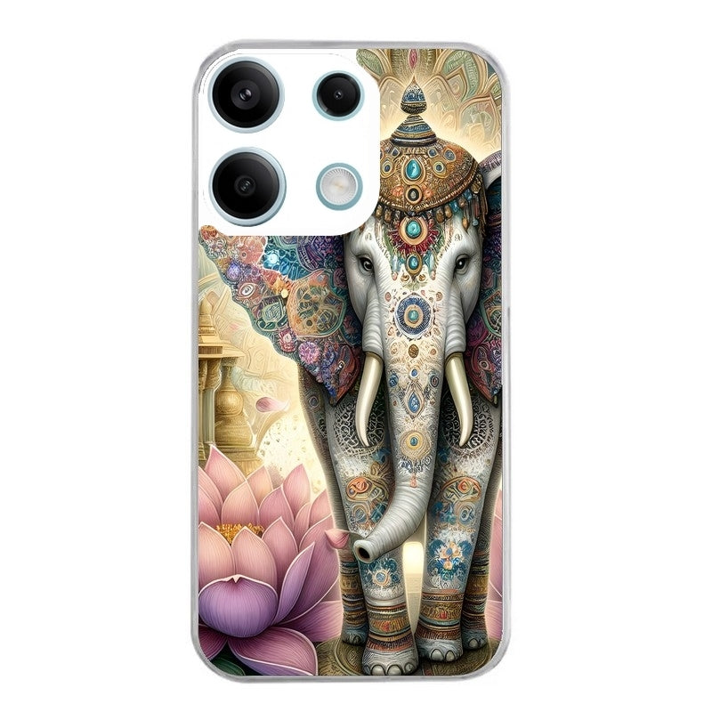 Coque taperso pour POCO X6 5G avec motif elephant et lotus protection antichoc personnalisée