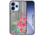 Coque noire taperso pour OPPO Reno 15 et F FS 5G avec motif bois gris et fleur rose protection antichoc personnalisée