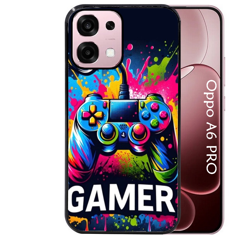 Coque noire taperso pour OPPO A6 PRO 4G et 5G avec motif gamer protection antichoc personnalisée
