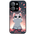 Coque noire taperso pour POCO C85 avec motif chat anime avec votre prenom protection antichoc personnalisée