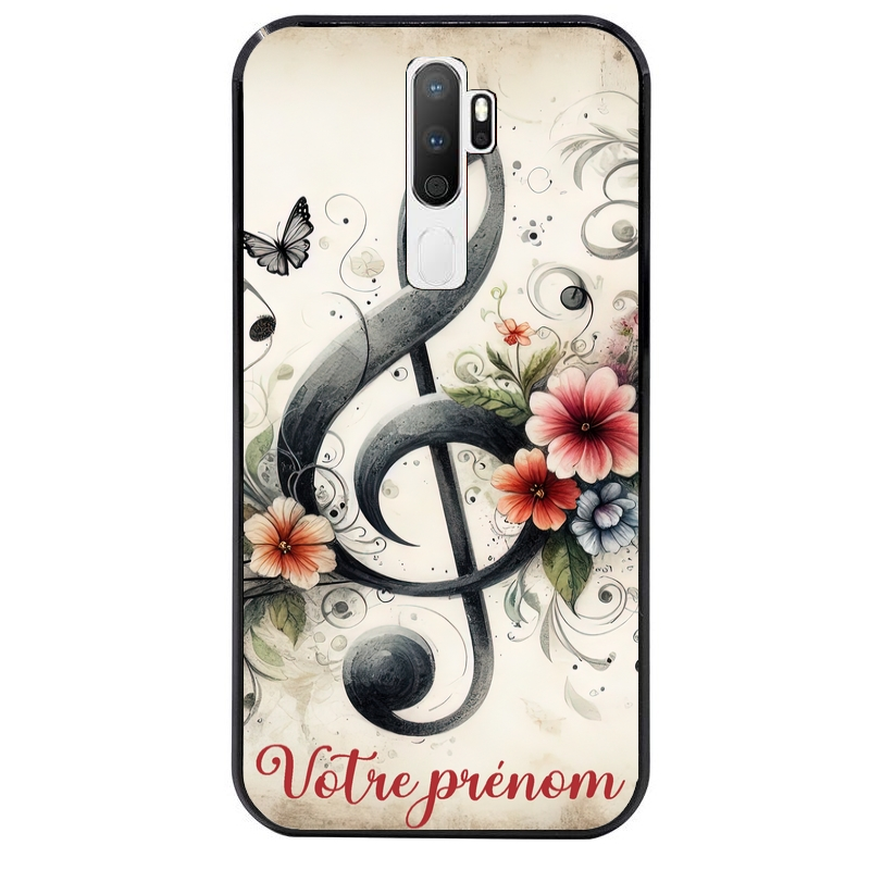Coque noire taperso pour OPPO A5 A9 2020 avec motif musique cle sol personnalisee protection antichoc personnalisée