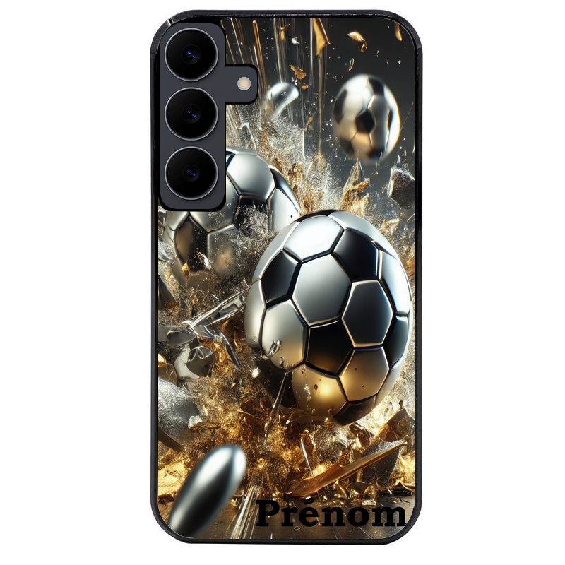 Coque noire taperso pour galaxy A06 A16 A26 A36 A56 avec motif foot metal personnalisee protection antichoc personnalisée