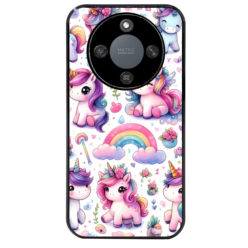 Coque noire taperso pour Magic 5 6 LITE et PRO avec motif licorne arc en ciel protection antichoc personnalisée