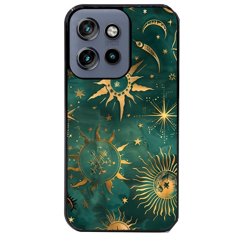 Coque noire taperso pour Moto Edge 60 et Neo Fusion Pro avec motif lune et astro protection antichoc personnalisée