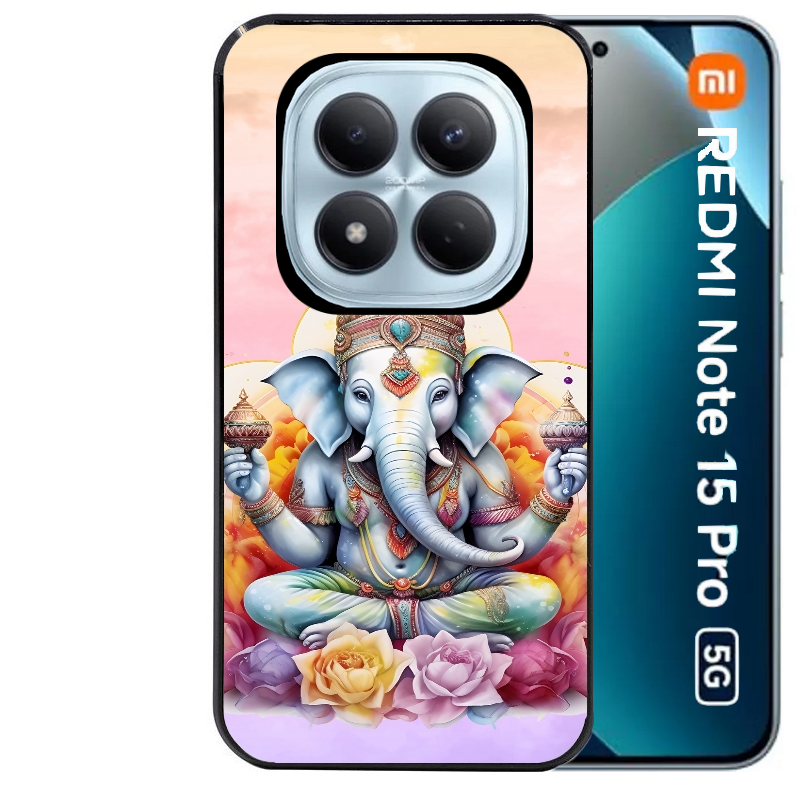 Coque noire taperso pour Redmi Note 15 et PRO PLUS 4G 5G avec motif elephant namaste protection antichoc personnalisée