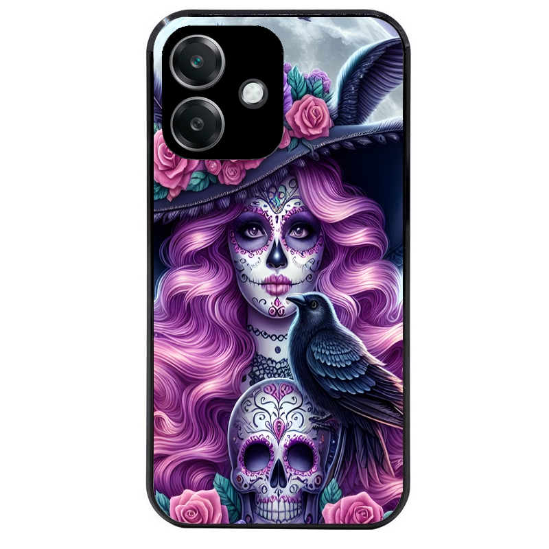 Coque noire taperso pour OPPO A40 avec motif tete de mort calavera et corbeau protection antichoc personnalisée