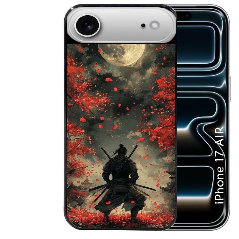 Coque noire taperso pour Iphone 17 17E AIR MAX PRO avec motif samourai et katana protection antichoc personnalisée