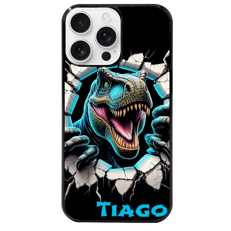 Coque noire taperso pour Iphone 16 16E PLUS MAX PRO avec motif dino t rex personnalisee protection antichoc personnalisée
