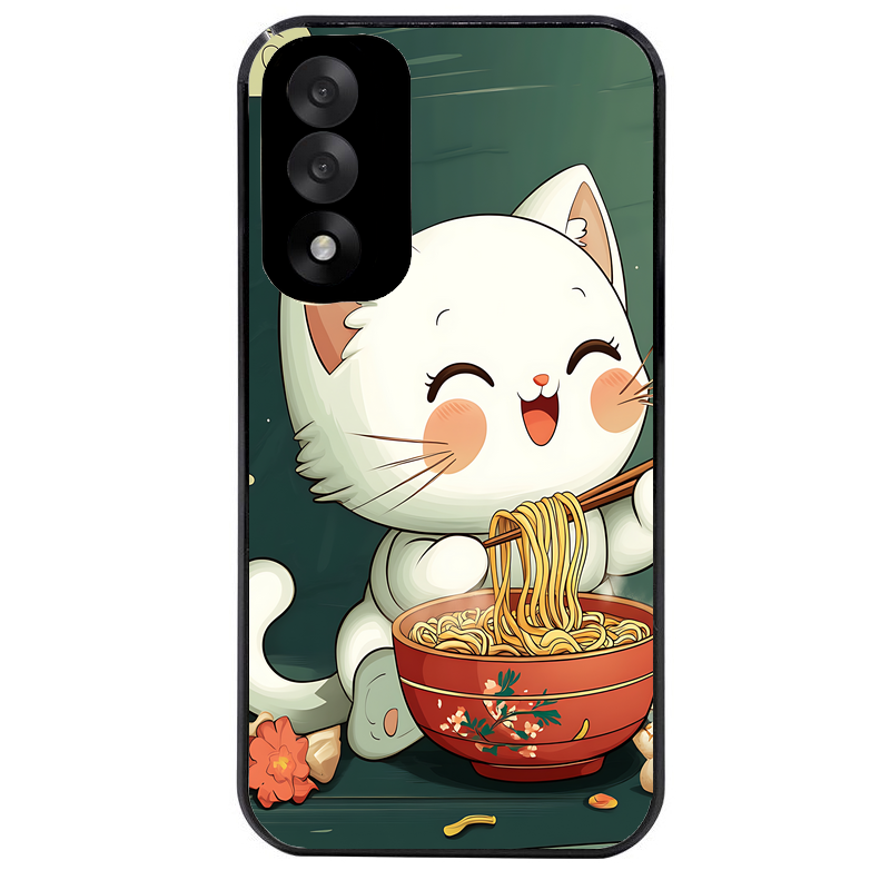 Coque noire taperso pour OnePlus Nord 5 avec motif chat ramen nuage protection antichoc personnalisée