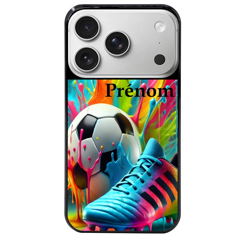 Coque noire taperso pour Iphone 17 17E AIR MAX PRO avec motif foot color personnalisee protection antichoc personnalisée
