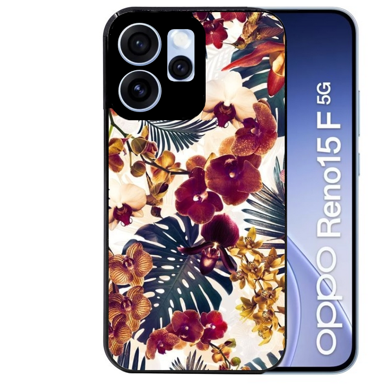 Coque noire taperso pour OPPO Reno 15 et F FS 5G avec motif jungle couleurs d'automne protection antichoc personnalisée