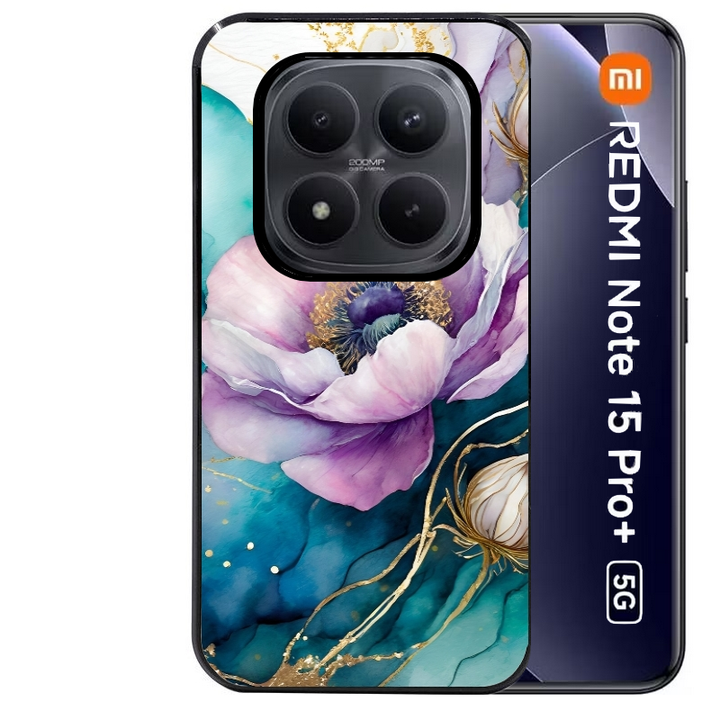 Coque noire taperso pour Redmi Note 15 et PRO PLUS 4G 5G avec motif marbre fleur protection antichoc personnalisée