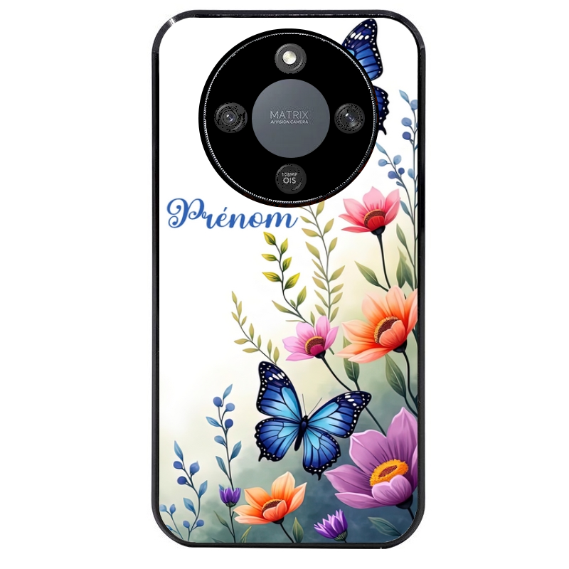 Coque noire taperso pour Honor X9A avec motif papillon prenom personnalisee protection antichoc personnalisée