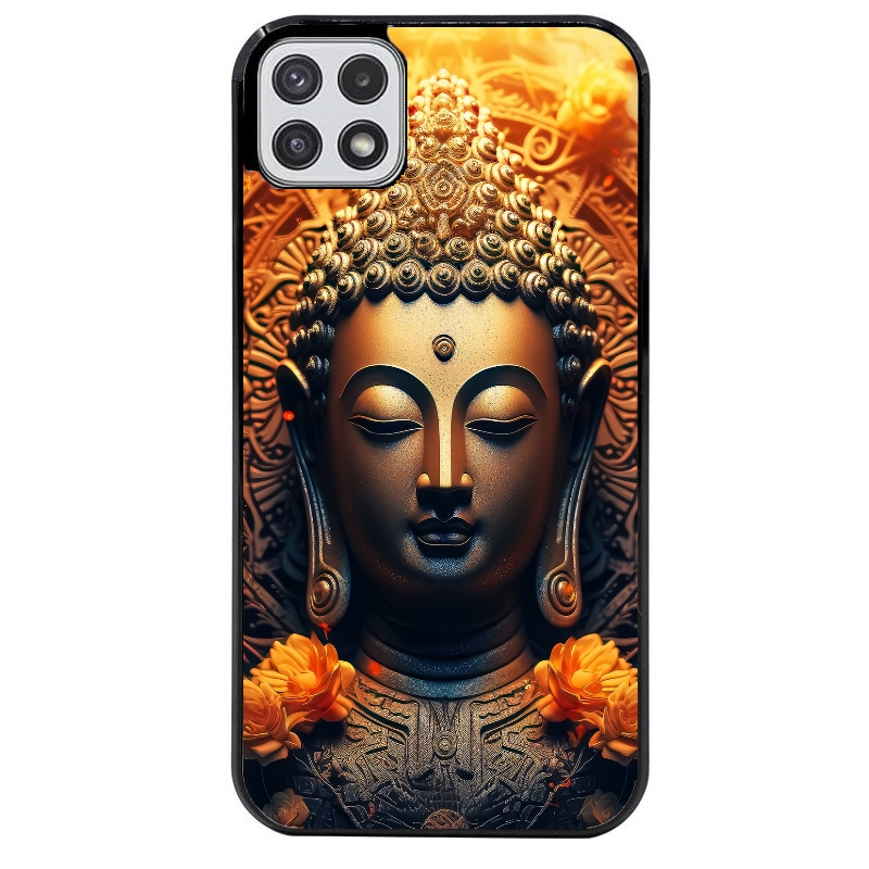 Coque noire taperso pour galaxy A22 A32 A52 A52S 4G 5G  avec motif bouddha et fleur protection antichoc personnalisée