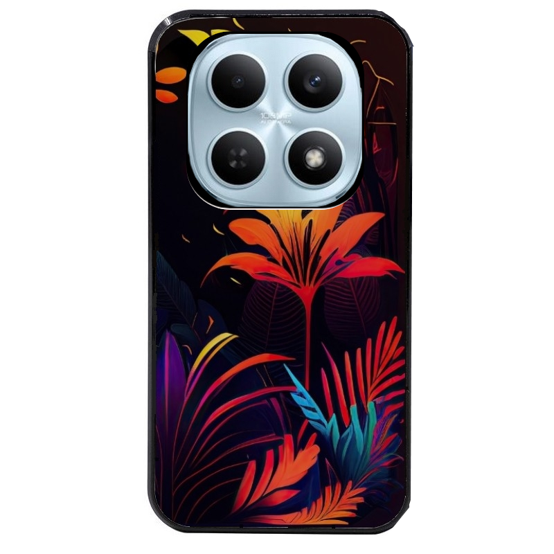 Coque noire taperso pour POCO M8 5G et PRO 5G avec motif tropical jaune protection antichoc personnalisée