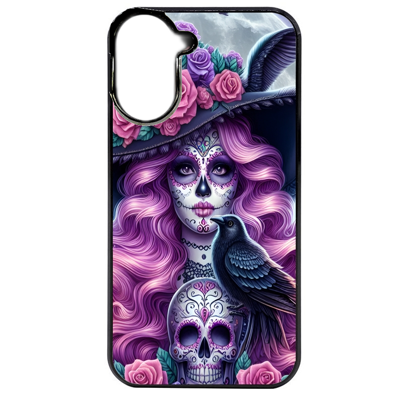 Coque noire taperso pour POCO C71 4G avec motif tete de mort calavera et corbeau protection antichoc personnalisée