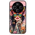 Coque noire taperso pour POCO C75 avec motif femme papillon protection antichoc personnalisée