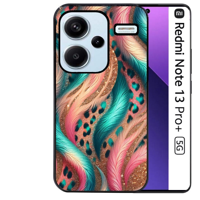 Coque noire taperso pour Redmi Note 13 PRO PLUS 5G avec motif effet fourrure leopard 2 protection antichoc personnalisée