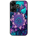 Coque noire taperso pour Redmi 13 4G avec motif tropical mandala et fleur violet protection antichoc personnalisée