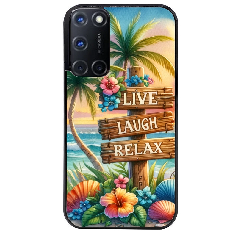 Coque noire taperso pour OPPO Reno 8 LITE avec motif tropical vacances protection antichoc personnalisée
