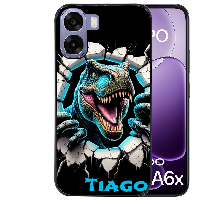 Coque noire taperso pour OPPO A6 A6X 4G et 5G avec motif dino t rex personnalisee protection antichoc personnalisée