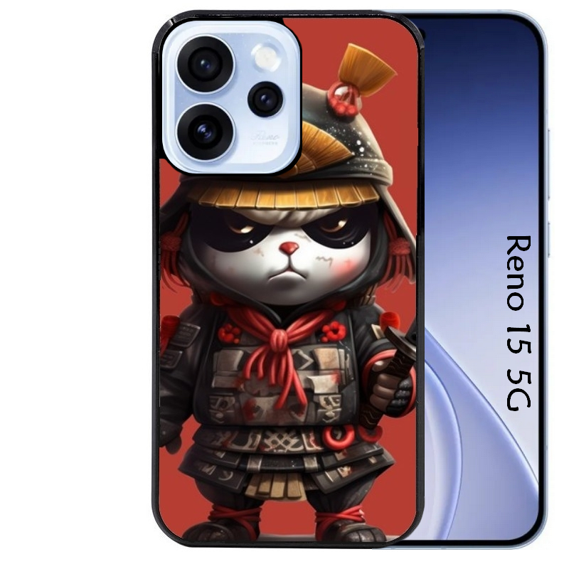 Coque noire taperso pour OPPO Reno 15 et F FS 5G avec motif panda et samourai protection antichoc personnalisée