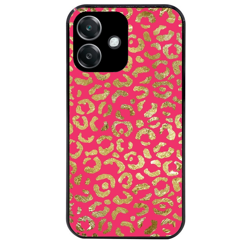 Coque noire taperso pour OPPO A40 avec motif leopard fuschia protection antichoc personnalisée