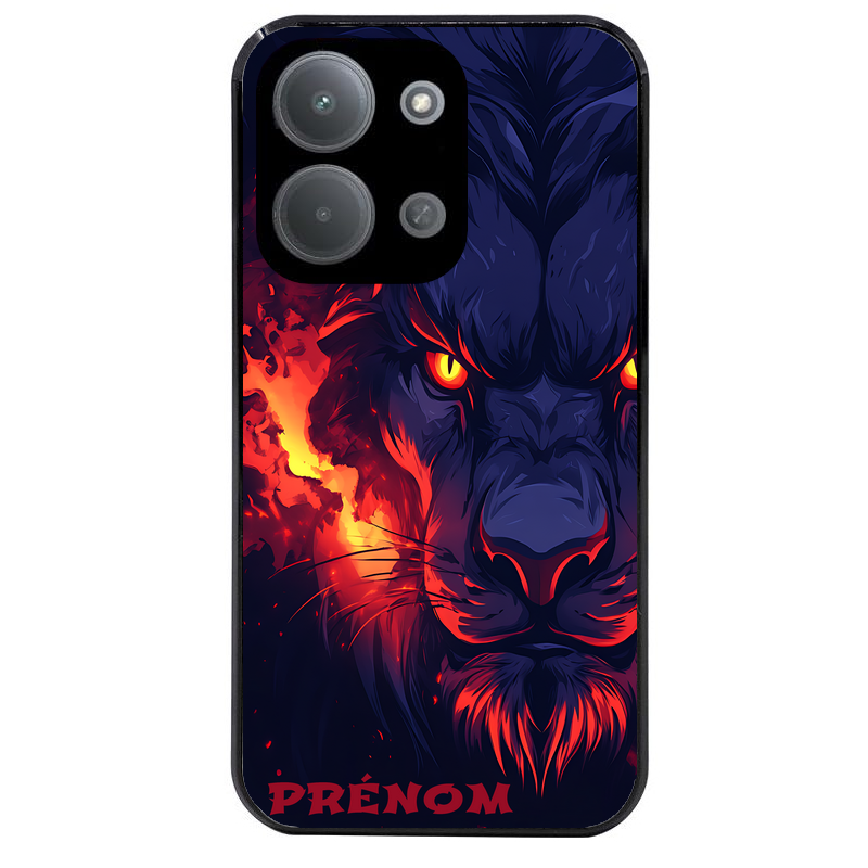 Coque noire taperso pour POCO C85 avec motif lion anime protection antichoc personnalisée